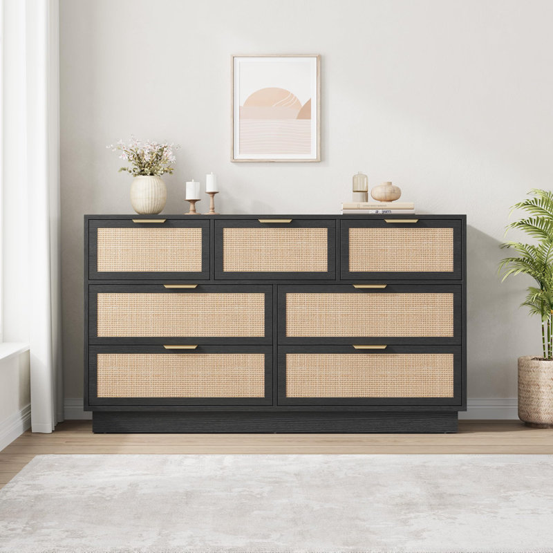 Commode moderne en rotin à 7 tiroirs Modern Boho