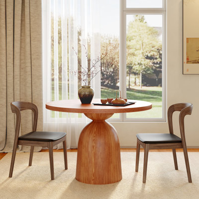 Round Solid Wood Dining Table Chairs Sets With 2 Seats