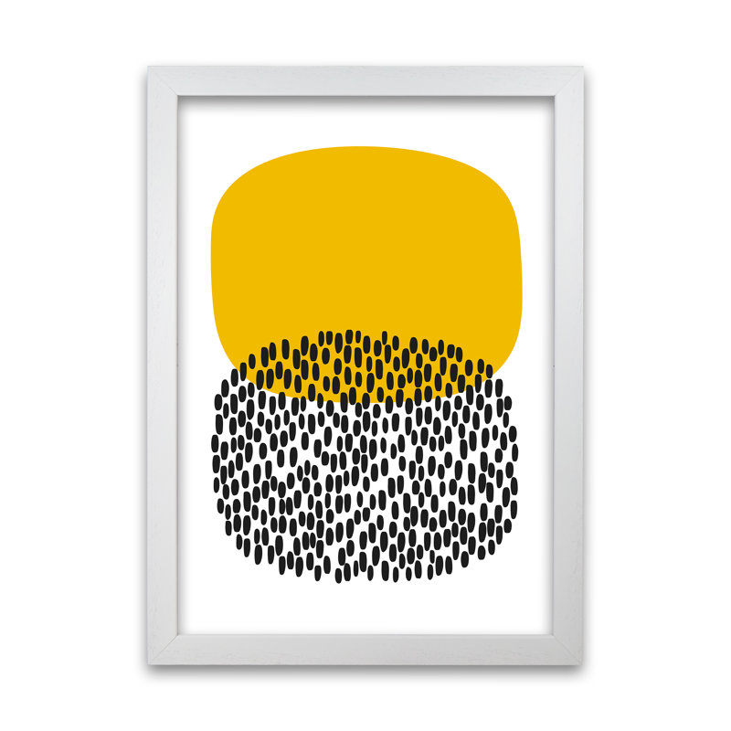 Yellow And Black Dots Original - Print, White Frame, 30cm H x 21cm W x 3cm D