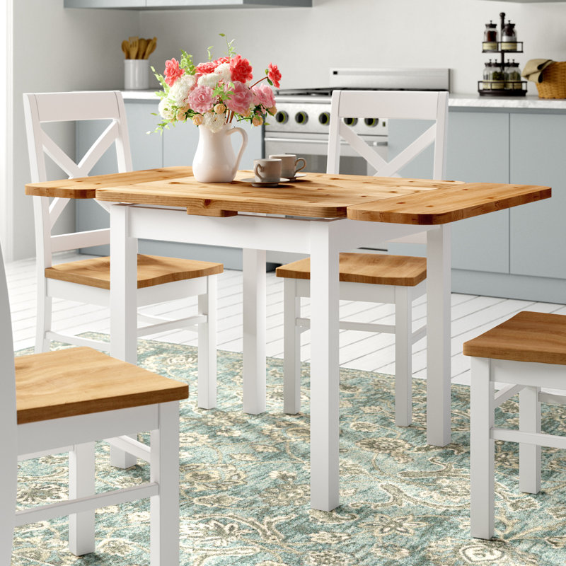 Southsea Extendable Pine Solid Wood Dining Table, White/Leach-coloured, H74 x L77 x W77cm