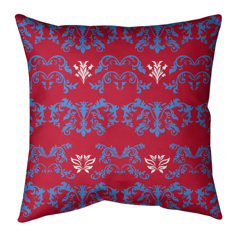 Housse de coussin carré Houston Houston, 18" x 18", Bourgogne/Blanc/Bleu, Polyester filé