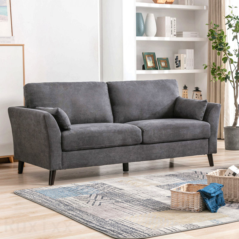 Canapé 77 po en tissu tissé gris, Gris