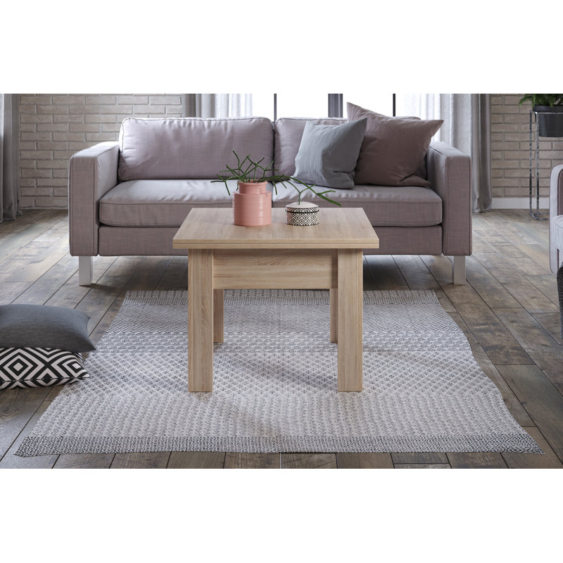 Epsilon Lift Top Extendable Frame Coffee Table, 77cm H x 70cm L x 70cm W, Oak