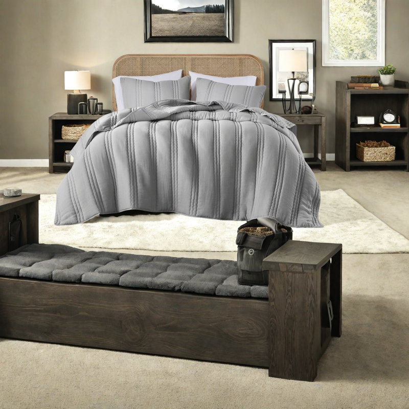Ensembles de literie matelassés gris de qualité supérieure, confort en polyester, style moderne pour un usage domestique
