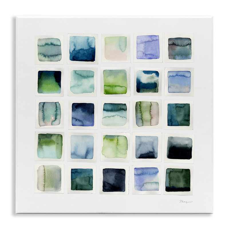 Watercolor Patterned Squares Wall Plaque Art by Stephanie Ryan