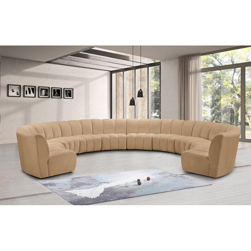 Canapé modulaire en velours Infinity, 10 pièces, Velours brun clair