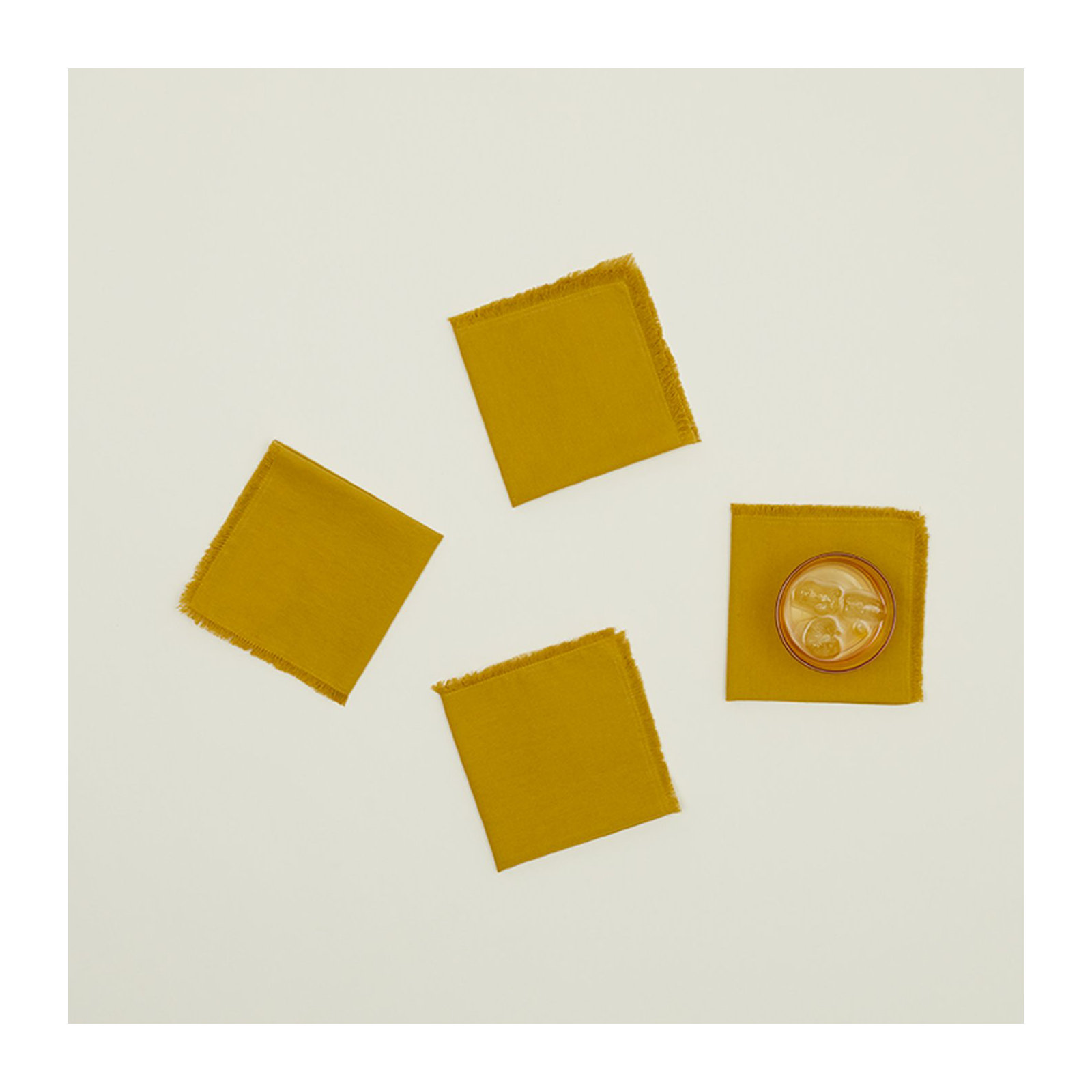Essential Cocktail Napkin- Set Of 4, Mustard