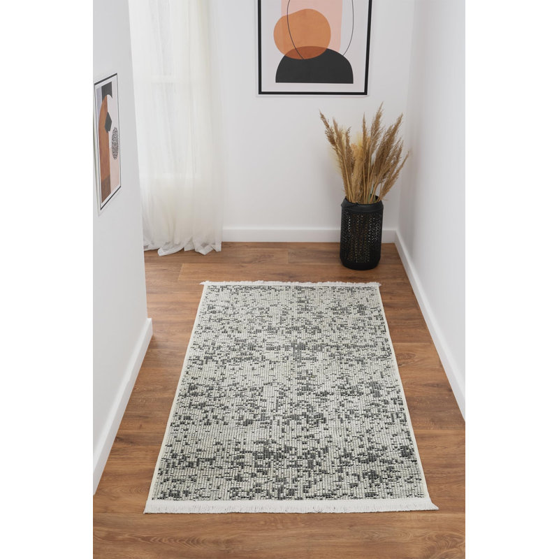 Ruglenza Modern Woven Rug - Washable Soft Touch Carpet, Non Slip Base, Easy Clean Wool Blend Texture, Decorative Area Rug for Living Room & Bedroom