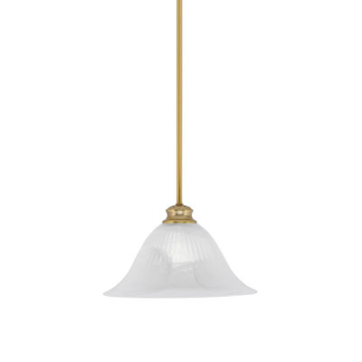 Stem Hung Pendant Shown With 14" White Alabaster Swirl Glass