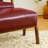 Set Of 2 Mid-Century Modern Burgundy Leatherette Accent Stool & Chair With Walnut Rubberwood Legs-152220277