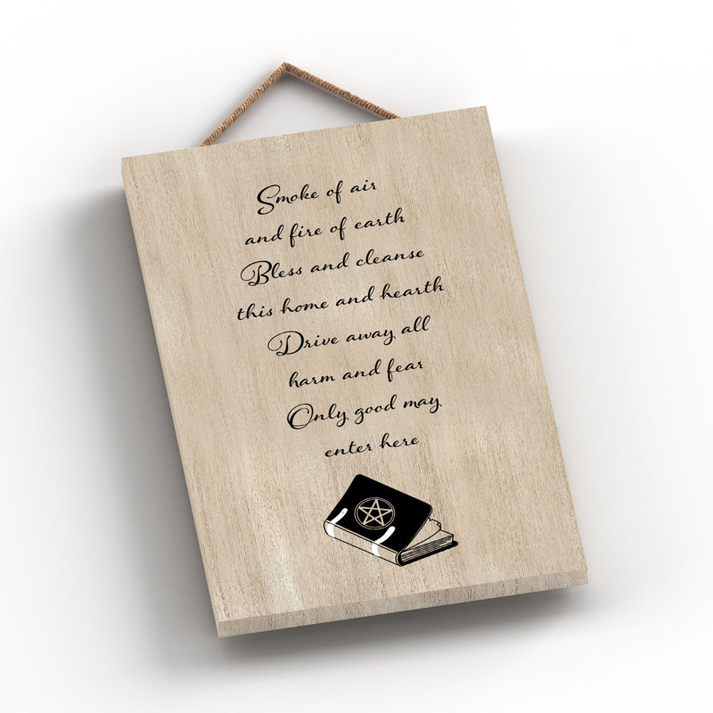 Witch Spell Wooden Plaque, 18.5cm H x 12cm W x 0.9cm D, Brown