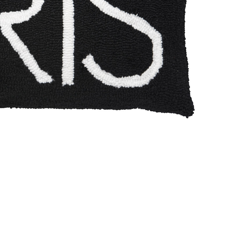 Paris Black and White Hooked Throw Pillow