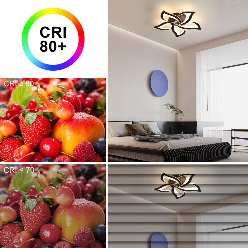 Rachna 5-head 60cm LED Integrated Semi Flush Mount Ceiling Light, 3000K, Black
