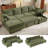 Macleod 104" Upholstered Corduroy U Shaped Modular Sectional Sleeper Sofa with Pull Out Bed and Two Storage Ottomans-550003810