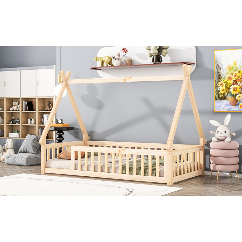 Lit simple tipi avec lattes - Le confort durable de la conception de la tente transformera votre chambre à coucher, Naturel