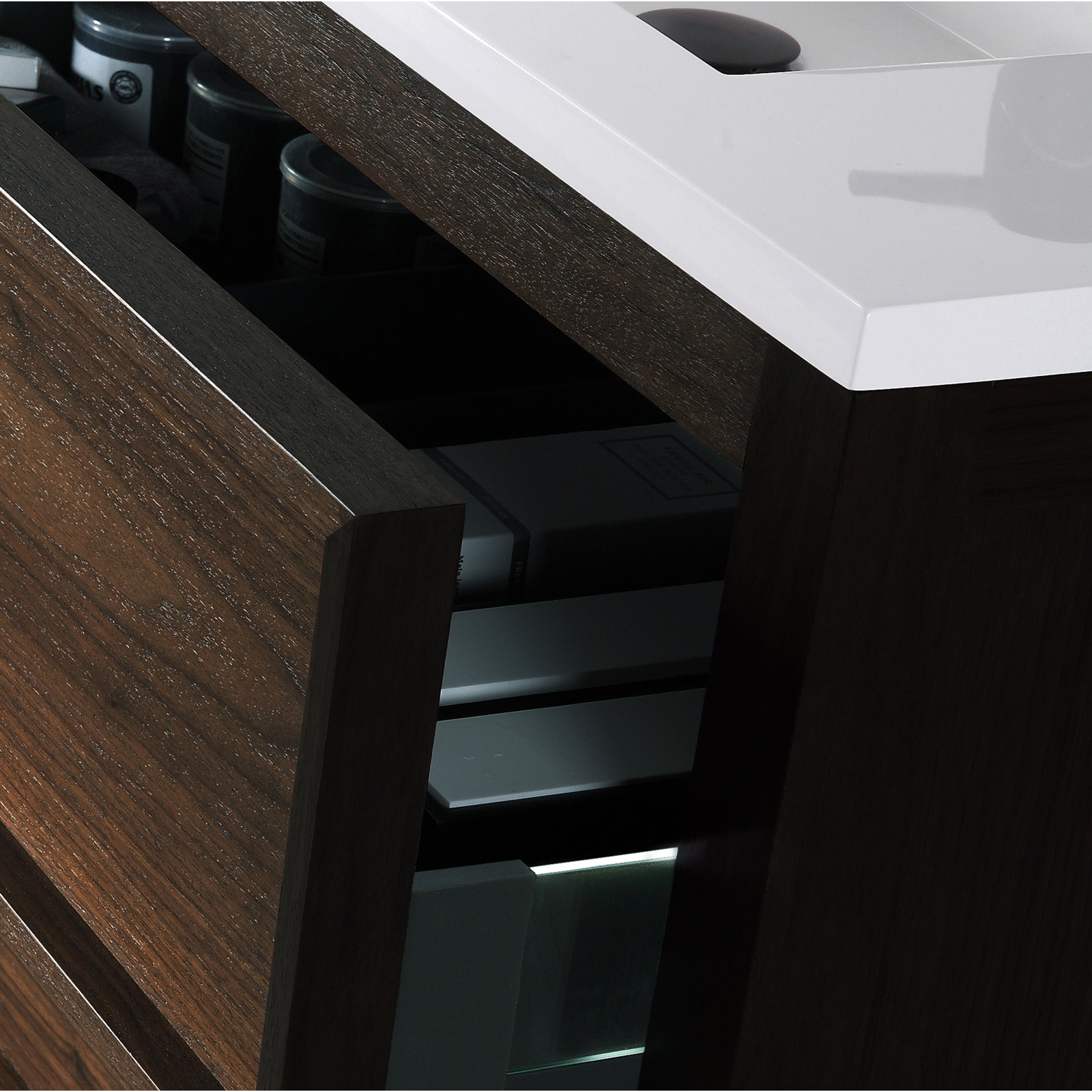 Gonzalo 55'' Double Bathroom Vanity, Dark Walnut