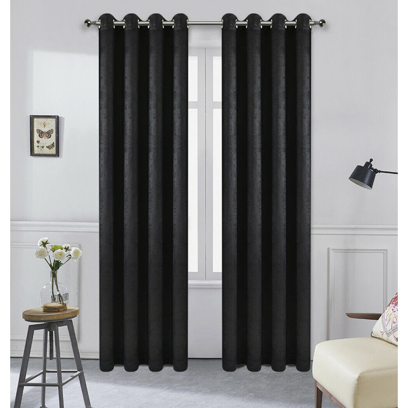 Hallsburg Room Darkening Curtain Pair, Black