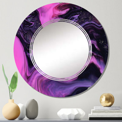 Rose et noir luxueux abstrait Art fluide I - miroir mural moderne