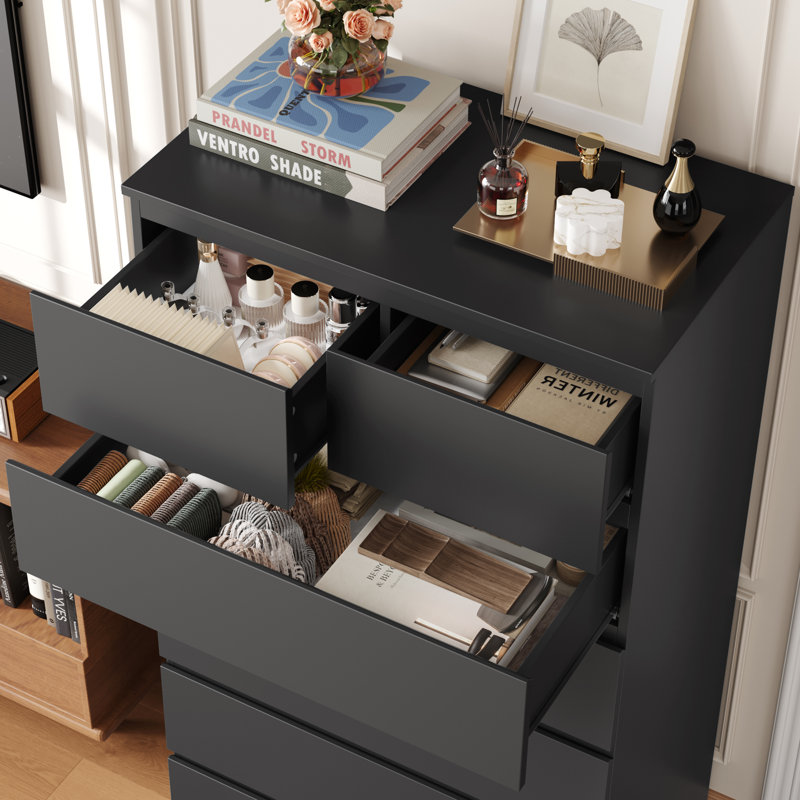 Commode 7 tiroirs, Noir