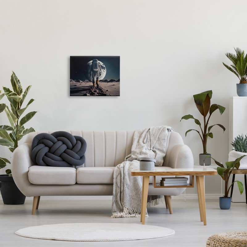 «Man On Moon Outer Space Astronaut», impression sur toile, H 16 po x l 20 po x P 1,5 po
