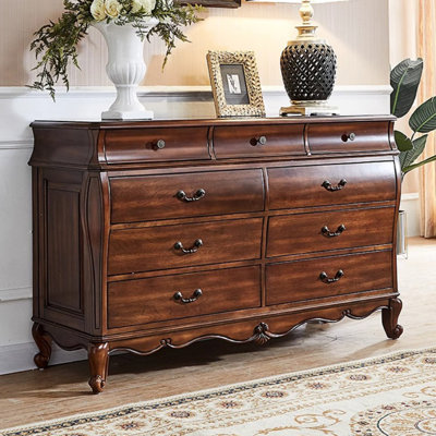 Vintage Mahogany Entrance Cabinet 9 - Drawer Dresser