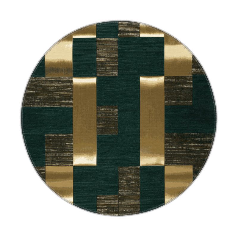 Tapis d'intérieur et d'extérieur à carreaux vert, Rond 5 pi