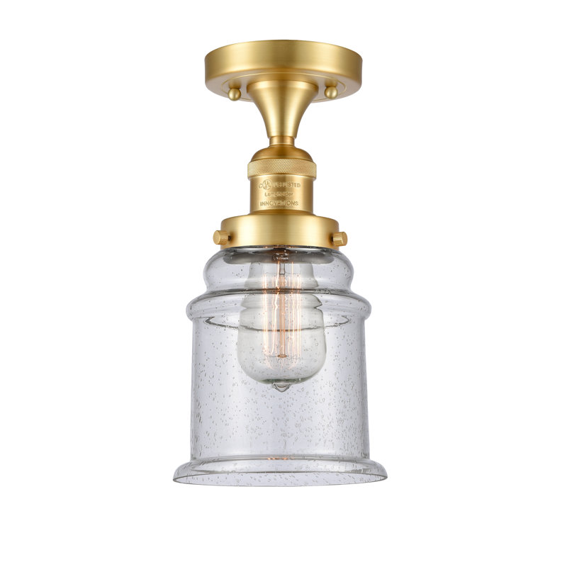 Galaviz Glass Semi Flush Mount, Seedy, Satin Gold