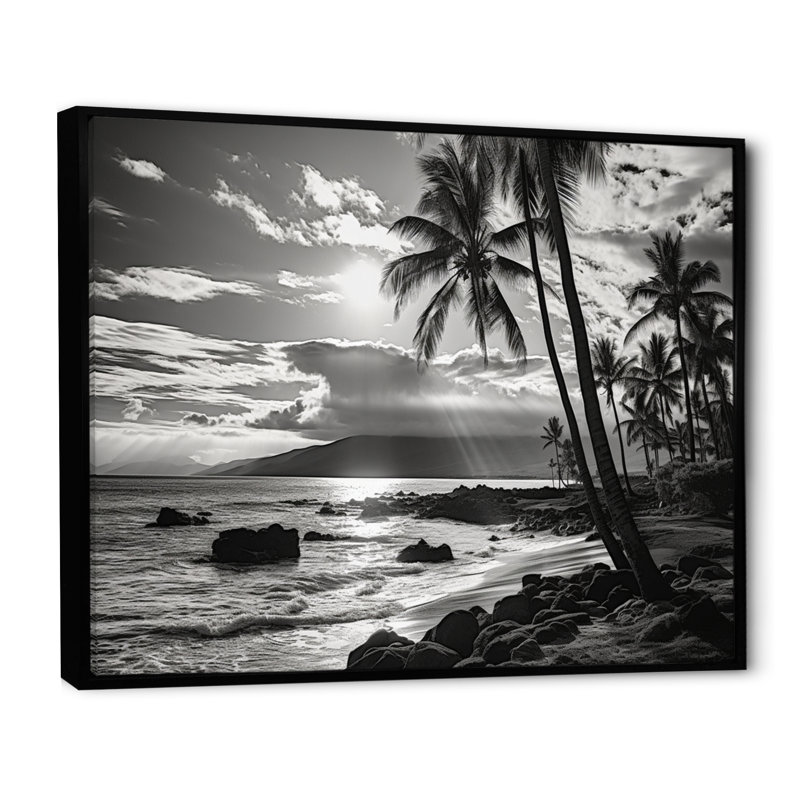 Maui Beautiful Cityscape Black III sur toile, H 12 po x l 20 po x P 1 po, Cadre flottant noir