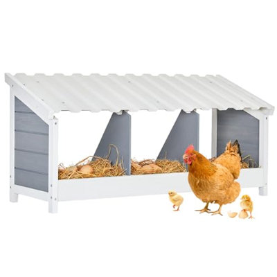  Boîte de nidification pour poulets, boîte de nidification en bois à compartiments multiples avec toit en PVC,