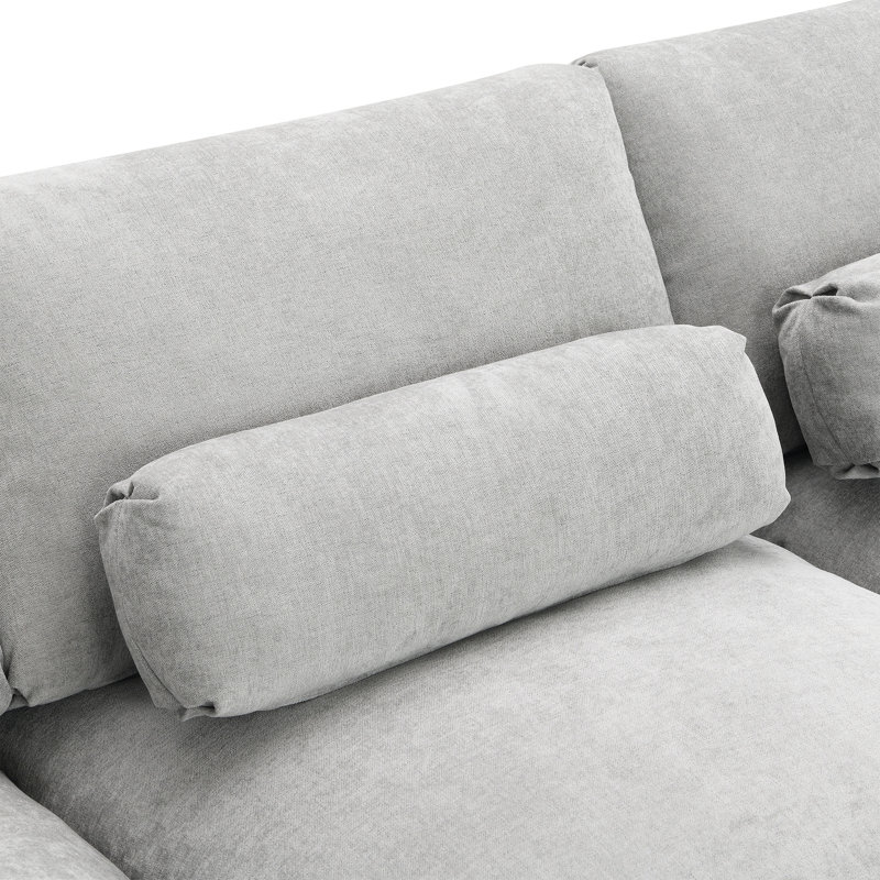 Canapé modulaire 86,5 po Chenille, Chenille gris moyen
