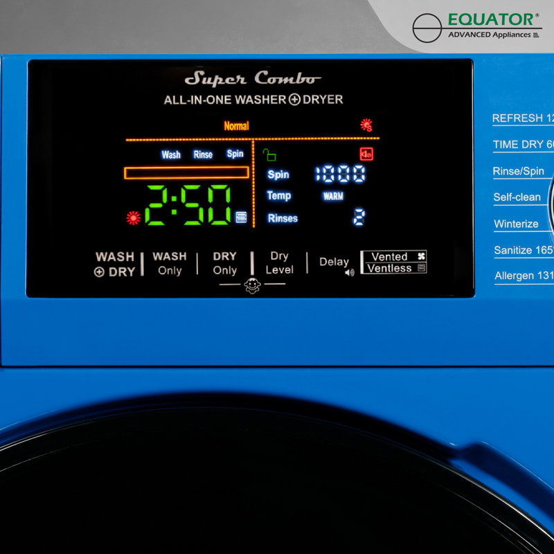 Equator All-In-One VENTED/VENTLESS Washer-Dryer 1.9cf/18lb SANITIZE 1400RPM 110V, Blue