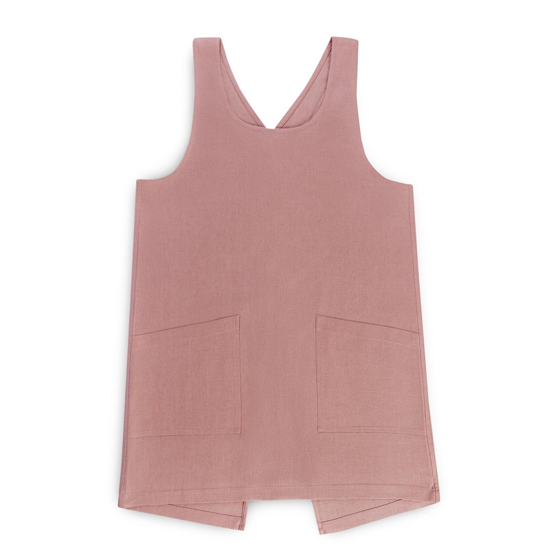 Linen Smock Apron 100% Pure Linen for Men & Women, Dusty Rose
