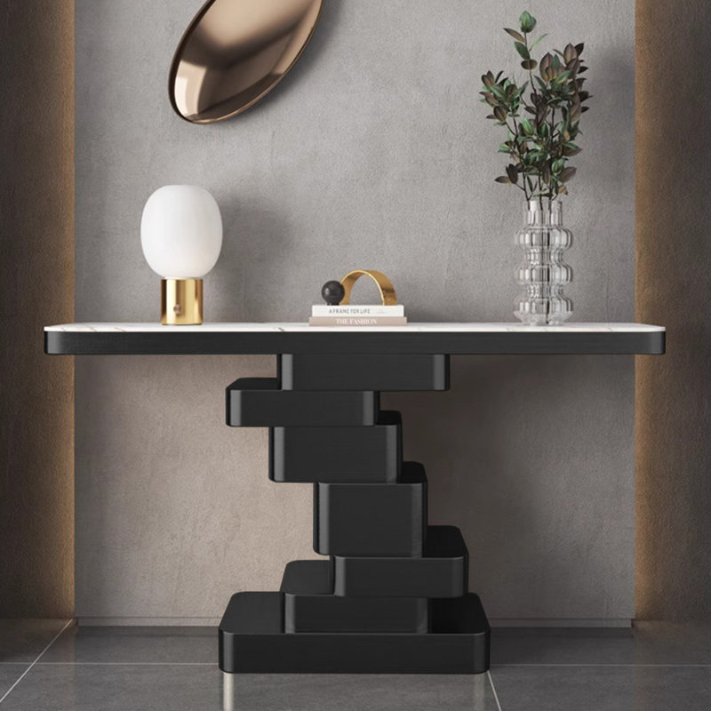 Modern light luxury console table., 35.5" H x 63" W x 13.8" D, Black