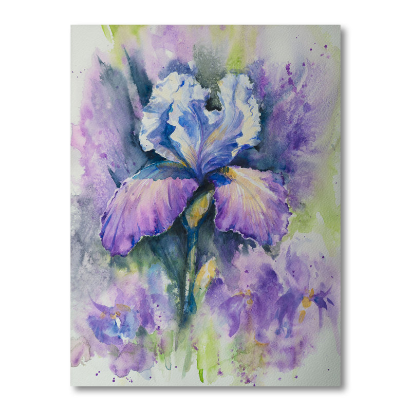 «Abstract Blue Iris Flower», reproduction d'art sur toile traditionnelle, H 20 po x l 12 po x P 1 po, Toile tendue