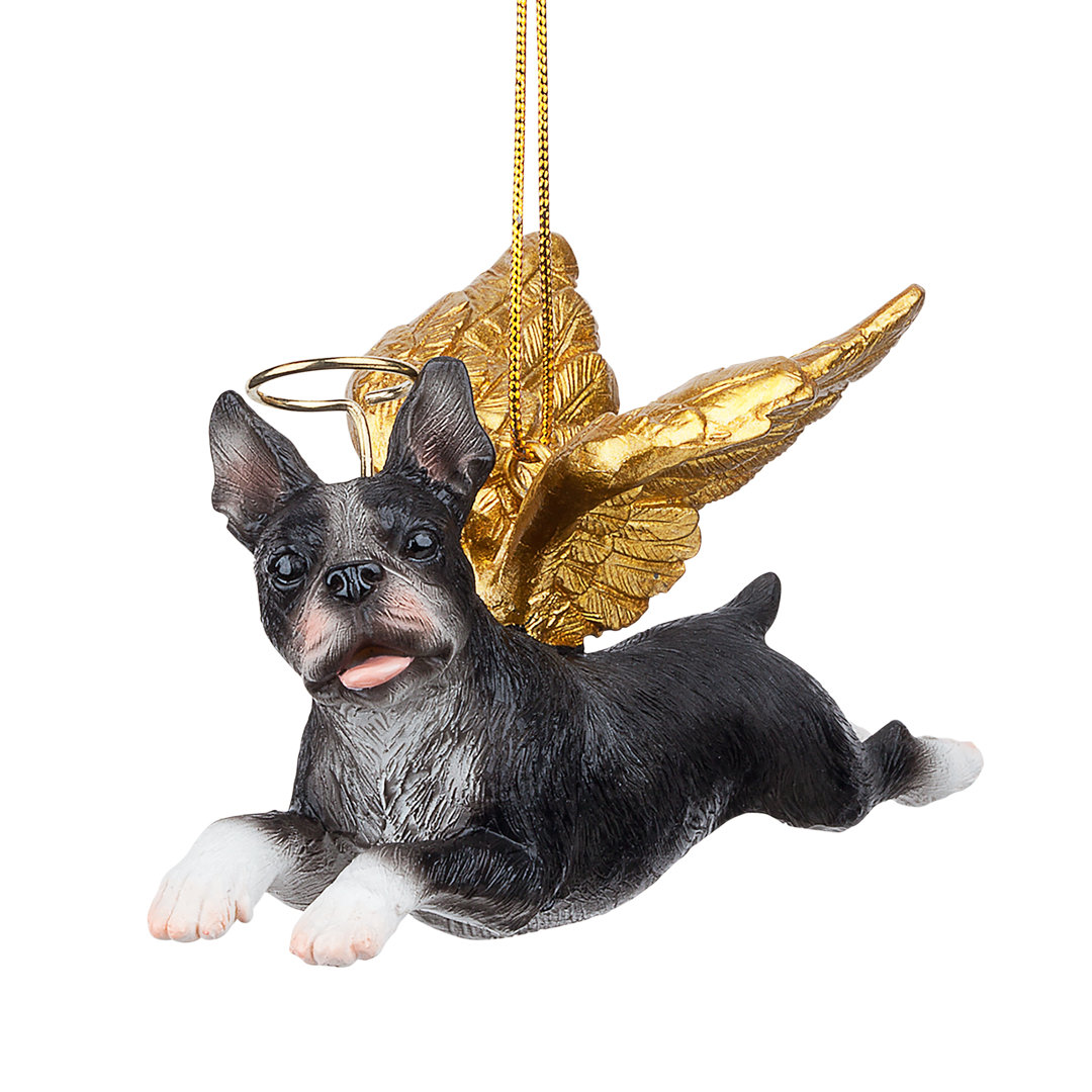 Honor the Pooch Boston Terrier Holiday Dog Angel Ornament Design Toscano