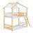 Twin Over Twin Bunk Bed Wood Bed With Roof, Window, Ladder