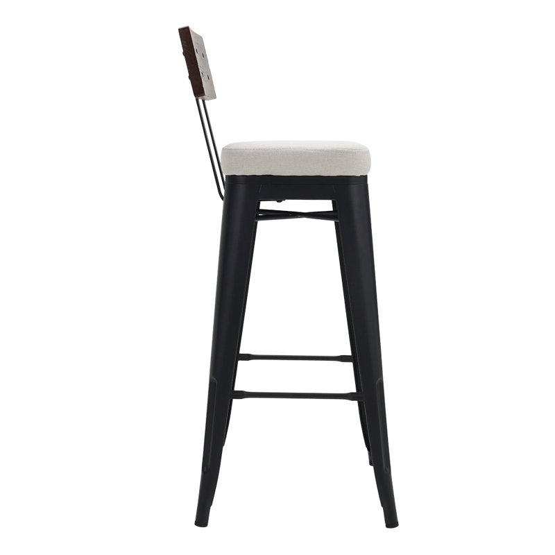 Ahmauri Upholstered Counter Stool with Metal Frame, Beige