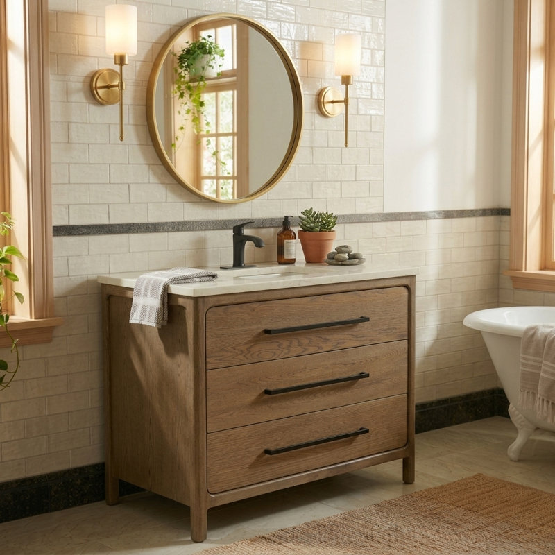 Freestanding Standard With Marble Top, 36