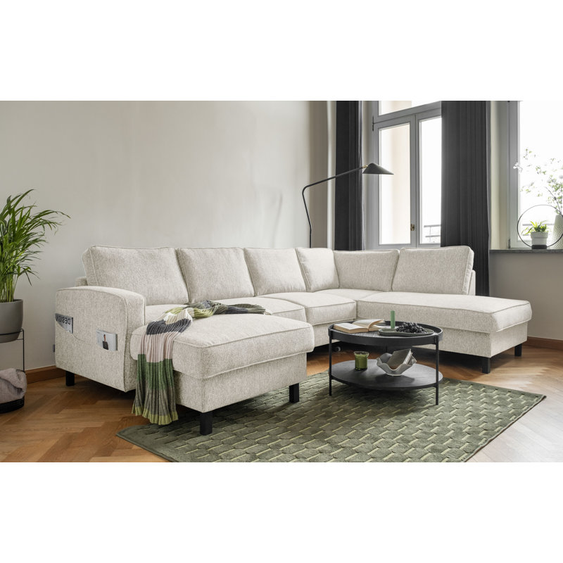 Molly Corner Sofa Bed U-Shape, Beige, Right Hand Facing