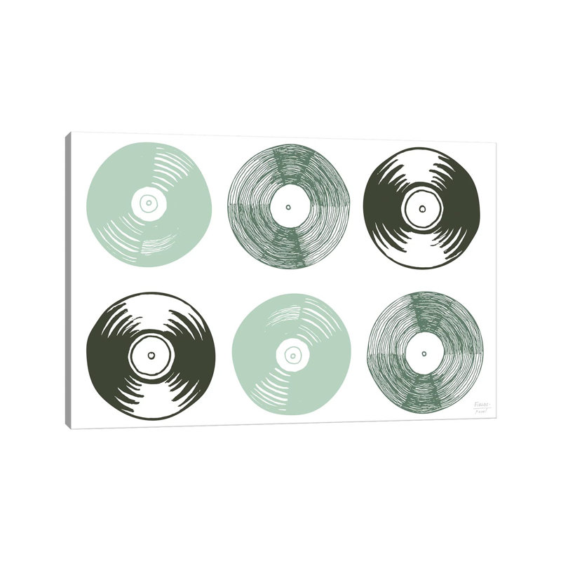 Six Vinyl Records - Print on Canvas, 30.48cm H x 45.72cm W x 1.91cm D, Wrapped Canvas