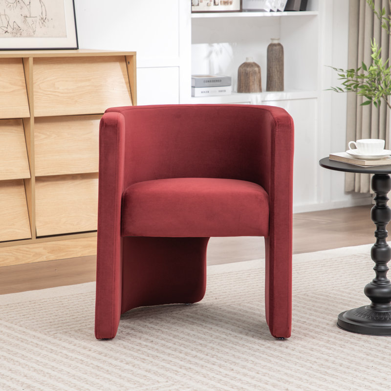 Fauteuil d'appoint en tonneau large de 24 po Jaimyn, Velours rouge