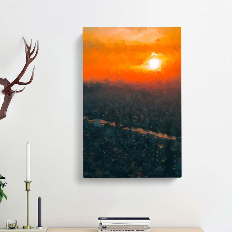 Sunset Over Tokyo In Abstract - Wrapped Canvas, 76cm H x 50cm W x 3cm D