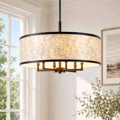 Lustre cylindrique 24 lumières 6 pouces Capiz
