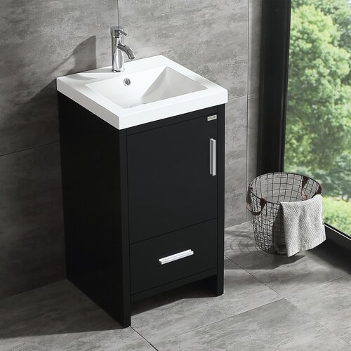 wonline 18'' Free Standing Single Bathroom Vanity with Manufactured ...