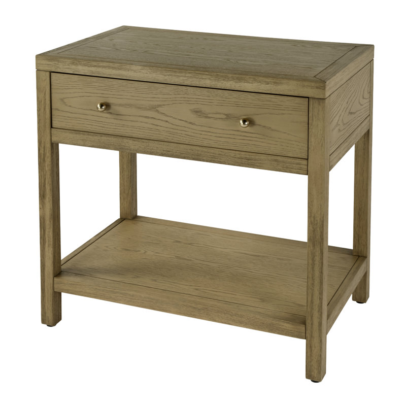 Nora 30 in. W Wood 1 Drawer Wide Nightstand with Shelf, Light Oak
