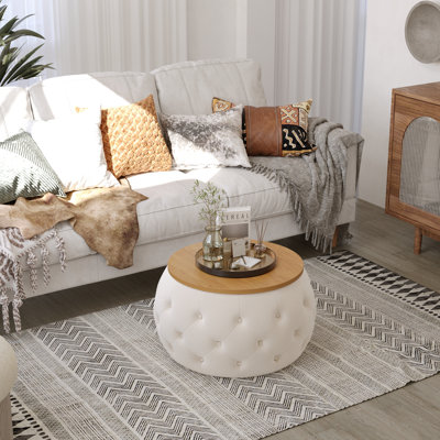 Heavon Upholstered Ottoman by House of Hampton