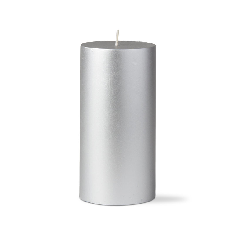 Metallic Pillar Candle 3X6, Silver