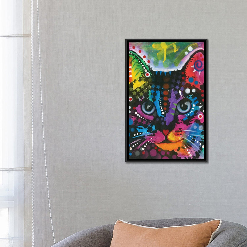 «Tabby I», impression sur toile, H 26 po x l 18 po x P 1,5 po, Toile avec cadre noir, Pas de tapis
