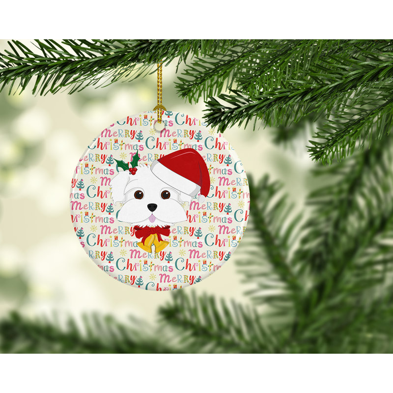 Ornement suspendu en céramique Maltese Merry Christmas