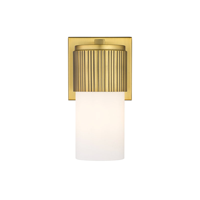 Applique murale 1 lumière 12 "Bolivar, Laiton brossé, Blanc mat, H 7,5 po x l 5,1 po x P 4 po